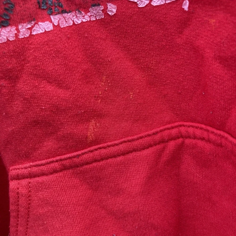 The North Face Men's Small Red THRASHED‎ Hoodie Pullover Paint Splatter Etc